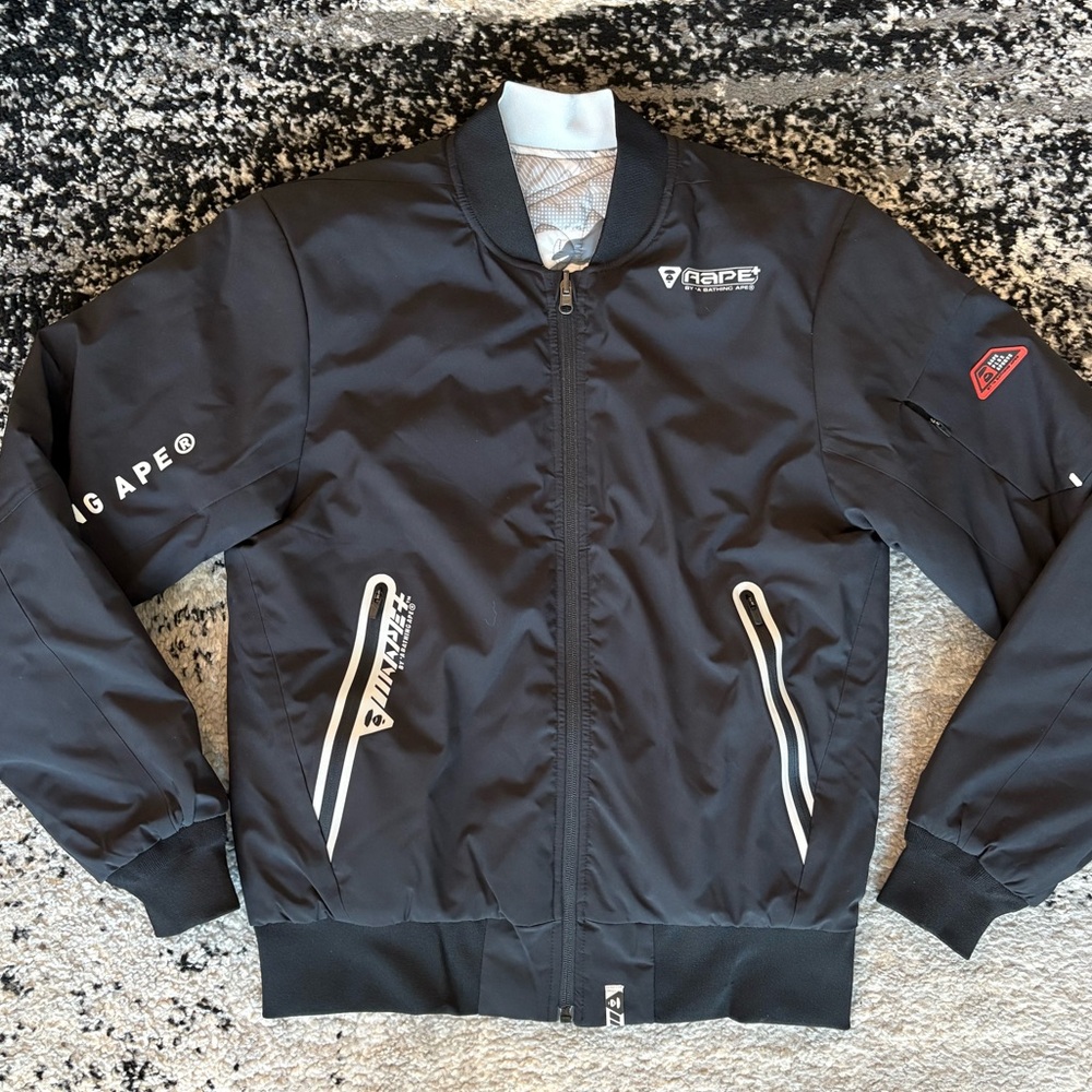 AAPE by BAPE - Reversible Bomber Jacket - BLACK & WHITE/GREY - Size M - BNWT